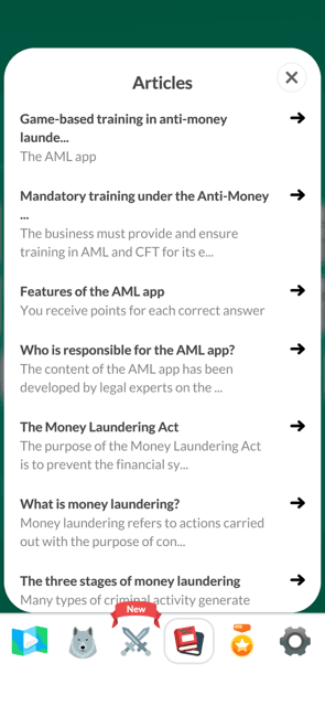 Screenshot from the AML app (4/13)